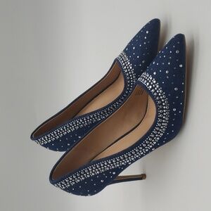 B1422- New York & Company Denim Stiletto Heels Women's Shoes Size 9 NWT